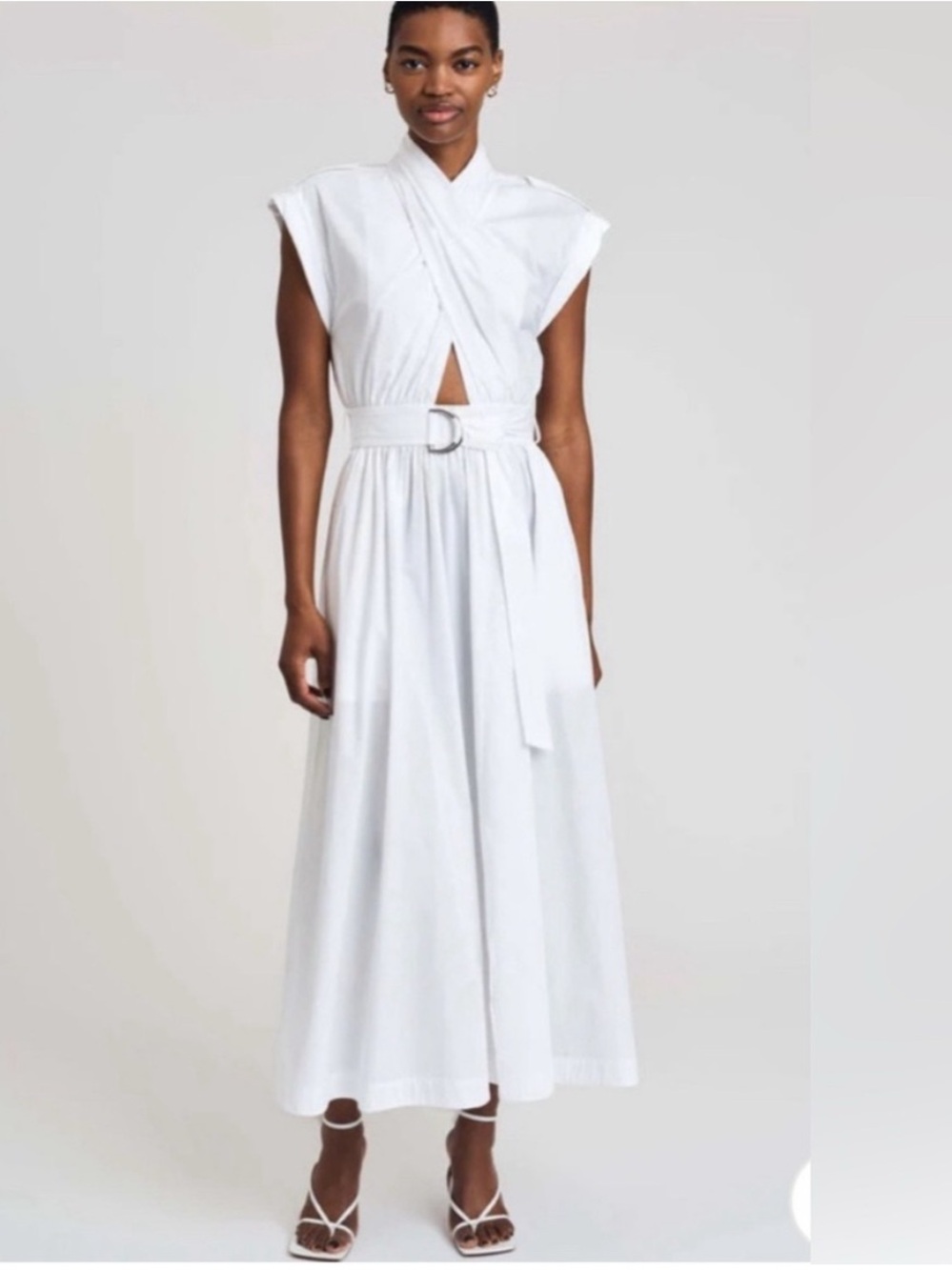 10 Crosby Derek Lam White Sleeveless Maxi with D-Ring Belt